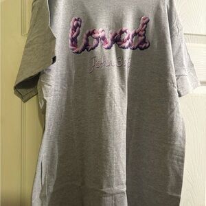 Gray T-Shirt with 'Loved' Graphic